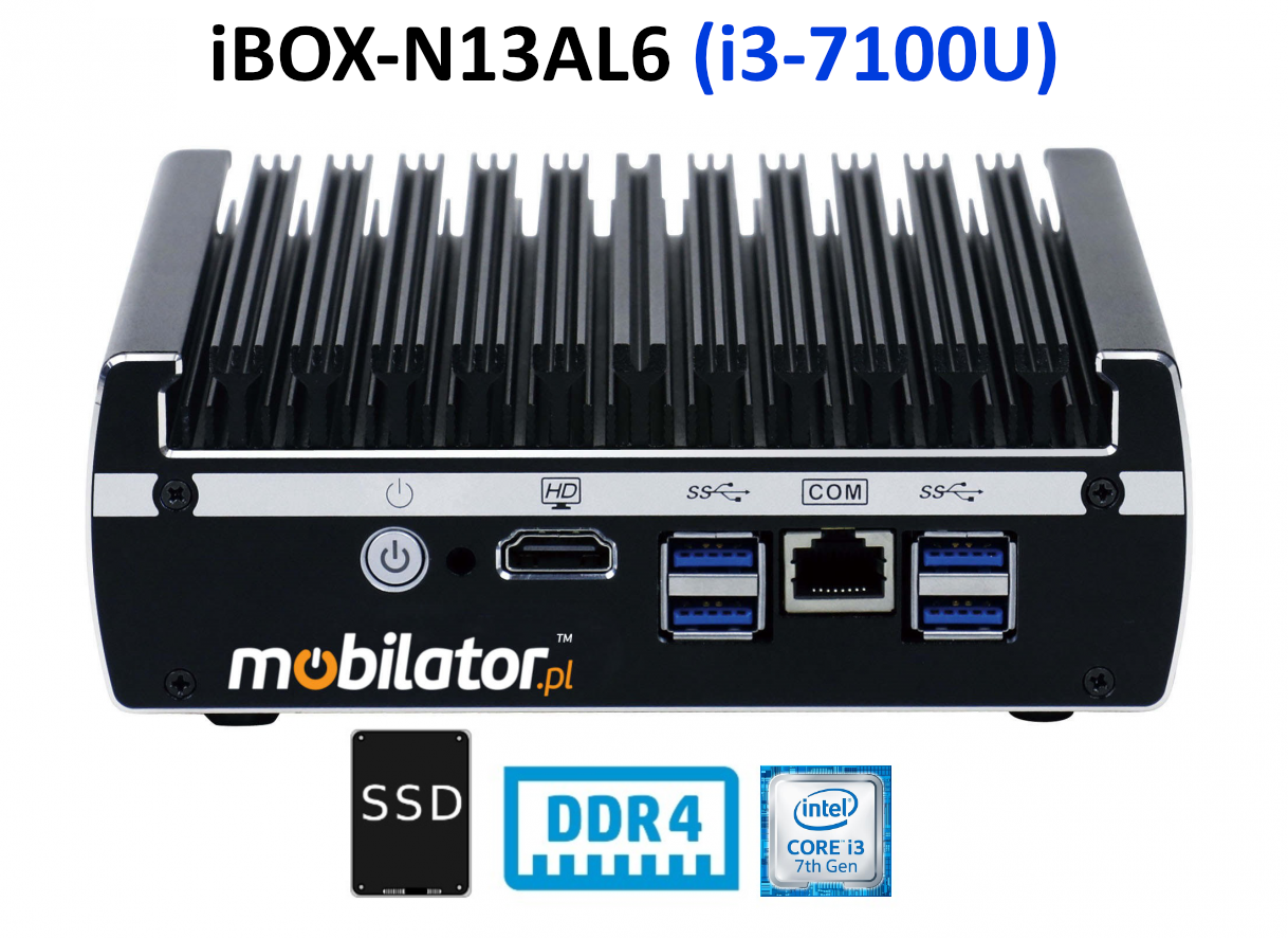 iBOX-N13AL6 (i3-7100U) - Komputer przemysłowy z Intel Core i3 oraz 6cioma kartami LAN